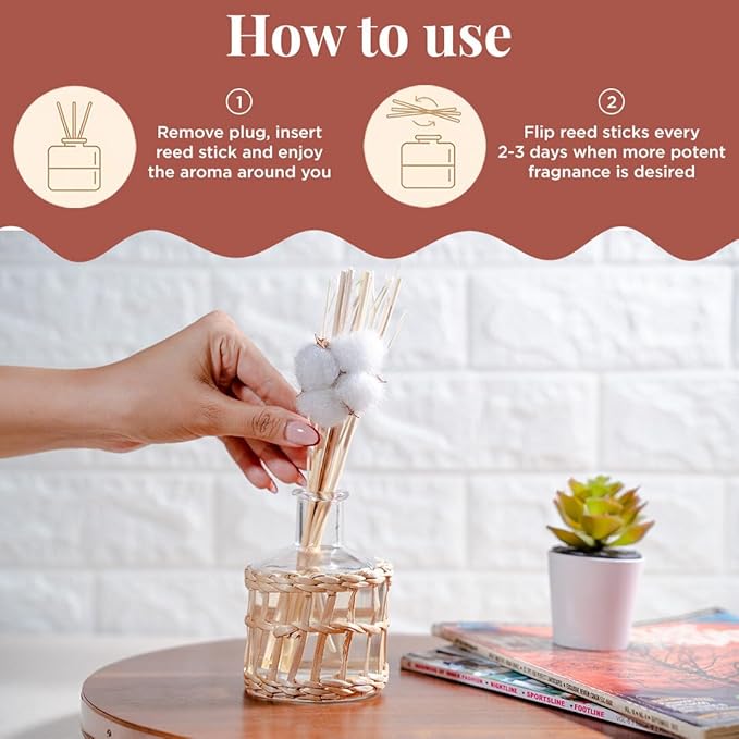Folkulture Reed Diffusers for Home, 5 oz | Linen Scent Diffuser Oil with Sticks for Bathroom Decor Accessories, Living Room, Office, Desk| Natural Essential Oils | Housewarming Gifts | Sunkissed