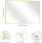 36x55inch Bathroom Mirror, Gold Rectangle Mirror with Thin Metal Frame, Large Rectangular Wall Mirror for Bathroom, Living Room, Hair Salon, Big Farmhouse Mirror Hang Horizontal/Vertical