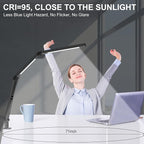 LED Desk Lamp with Clamp, Architect Desk Lamp with Dual Light and Adjustable Swing Arm, Clip-on Eye-Care 4 CCT Modes & 5 Brightness Levels Table Light Modern Computer Lighting for Home Office