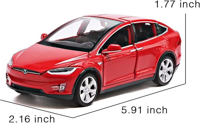 Toy Car Model X, Pull Back Car Toys Alloy Vehicles with Lights and Sound 1:32 Scale Model Car (Red)