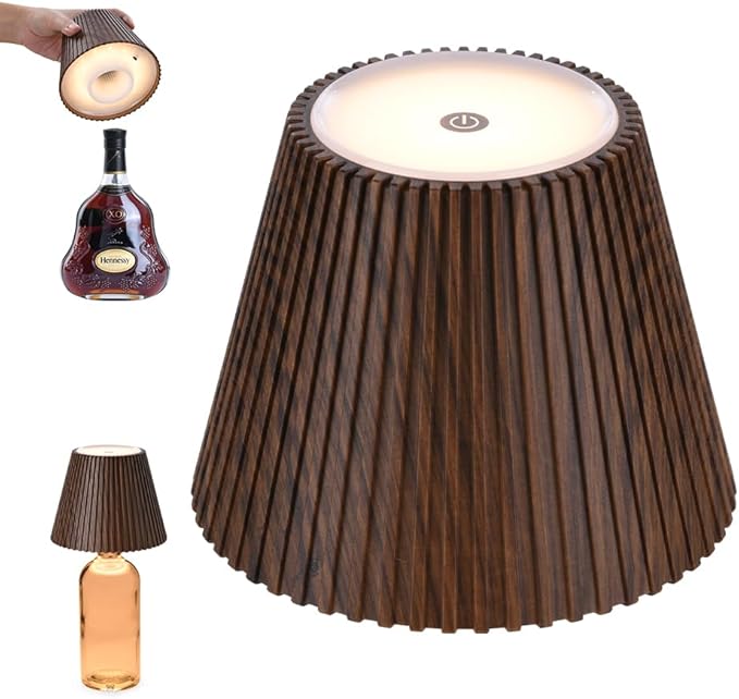 WILIT Wireless Bottle Lamp Shades, 3-Level Brightness Wine Bottle Lights for Liquor Bottles,Cordless Battery Operated Lamp for Living Room, Home Bar Decor, Gifts for Mom Women Men