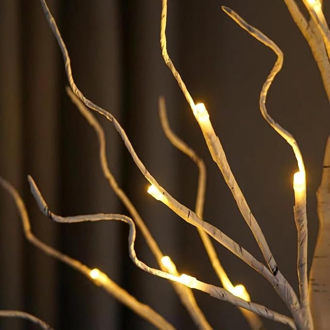 4 Pack Money Tree Gift Card Holder LED Birch Twig Tree Lights Graduation Decorations Battery/USB Powered Light Up Display Twig Gift Card Trees with 22 Clear Clips for Money Card Photo