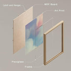 SIGNWIN Framed White Pastel Watercolor Rainbow Sky Clouds Wall Art, Set of 4 Abstract Geometric Wall Decor Prints, Nature Wilderness Wall D¨¦cor for Living Room, Bedroom - 12"x16" Natural