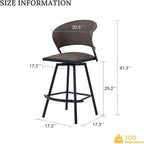 VICLLAX Patio Bar Stool Chairs with Footrests and Padded Seat, Bar Height Swivel Patio Chairs Set of 6, Brown Woven Wicker Swivel Bar Stools for Lawn Garden