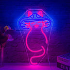 WLHOPE Mushroom Cat Neon Sign for Wall Decor Dimmable Cute LED Lights Light Up Signs for Bedroom Living Room Bar Party Christmas Birthday Art Gift