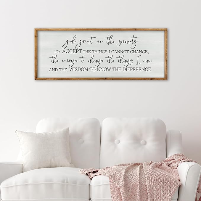 ZZJJHYWGQ God Grant Me Prayer Wall Decor Christian Serenity Prayer Sign 32"×12" God Jesus Catholic Prayer Bible Verse Inspirational Quotes for Living Room Bedroom Office Large Hanging Art (Wood)