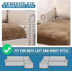 H.VERSAILTEX Velvet Stretch Sectional Couch Covers 3 Pieces Sofa Seat Cushion Covers L Shape Separate Cushion Couch Cover for Both Left/Right Sectional Couch (Large Sofa 2 Seater + 1 Chaise, Camel)