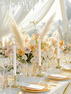 Glass Candlestick Holder,Striped Taper Candle Holders,Set of 6 Candle Stand for Table Centerpieces, Home Decor,Weddings,Festival and Parties (Gold Diamond)