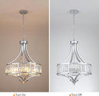 Modern Chrome Crystal Chandelier, 20 Inch Large Ceiling Pendant Light Fixture with 50'' Adjustable Hanging Chain, 5-Light Farmhouse Chandelier for Dining Room, Living Room, Bedroom, Entryway