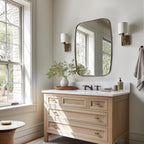 ANDY STAR Brushed Bronze Mirror, 28x36 Inch Stainless Steel Metal Frame Oblong Bathroom Mirror for Vanity, 1’’ Deep Wall Mounted Vertically/Horizontal