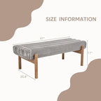 Upholstered Bench Grey Modern End of Bed Bench Chenille Fabric Bedroom Bench for Entryway Living Room Vanity Makeup Room, 47" Long, Wooden Legs