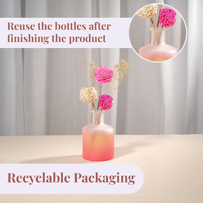 Folkulture Reed Diffusers for Home, 5 oz | Cherry Blossom Scent Diffuser Oil with Sticks for Pink Bathroom Decor Accessories | Floral Essential Oils | Cute Shelf Decor