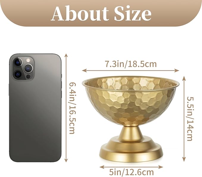 Sziqiqi Urn Vase Gold Centrepiece: 5.5in Small Vintage Vases Set for Table Decorations - Wedding Vase Elegant for Floral Arrangement - Metal Honeycomb Flower Pot for Party Reception Dinner Table