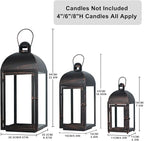 NEEDOMO Lanterns Decorative Outdoor & Indoor, Set of 3 Outdoor Lanterns for Porch, 23" Large Candle Lantern, Bronze Metal Frame with Glass, Vintage Farmhouse, Patio, Pathway, Garden, Fall, Christmas
