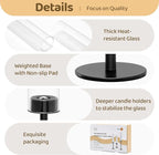 Black Hurricane Candle Holders Set of 3, Tall Metal & Windproof Glass Taper Candle Holders, Outdoor/Indoor Table Centerpieces for Weddings, Christmas, Parties, Fireplace Decor