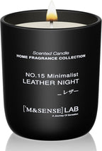M&SENSE Natural Soy Candle| Leather Night | 5.3 oz | Minimalist Scented Candle for Relaxation, Gifting, Home Décor | for Bedroom, Office, Party Small
