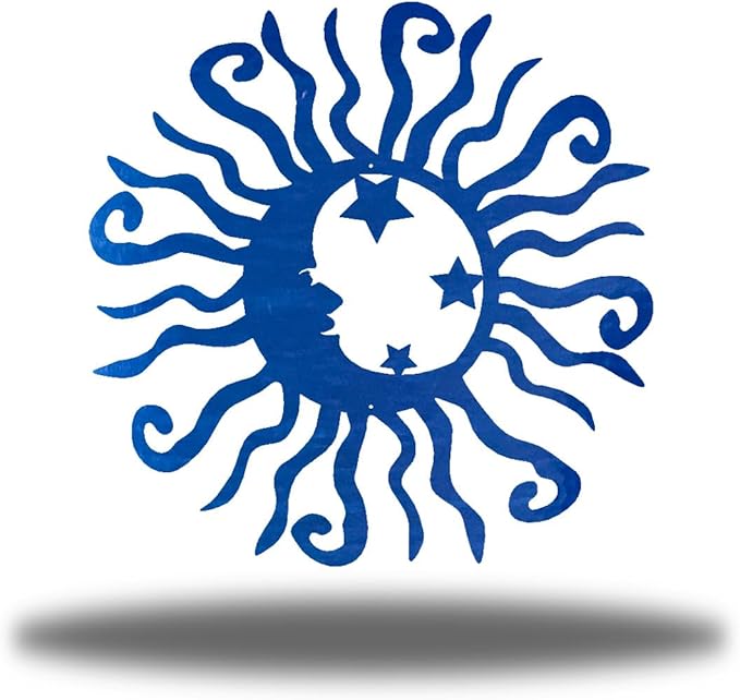 Riverside Designs Wacky Solar Moon Metal Wall Art Steel Outdoor Decor | Heavy-Duty and Waterproof | Made in USA (Blue, 36L x 36W)