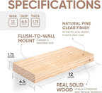 Homeforia 12 inch Natural Floating Shelf, High End Solid Real Wood 12inch Small Floating Shelves for Wall Mounted, Natural Wooden Floating Shelves, Heavy Duty Bracket, 12 X 6.5 X 1.75 in, Set of 3