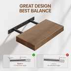 Heimlove Floating Shelves for Wall,2 Packs 16 inches Natural Pine Solid Wood Bathroom Shelf Over Toilet Decor and Storage 8 inches Deep for Kitchen Bedroom Office & Living Room Wall Decor