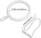 Hotop 60 Pieces 0.98 Inch Metal Drapery Curtain Rings Curtain Hanging Rings and 60 Pieces Metal Curtain Drapery Pin Hooks for Window Door Shower Curtain (White)
