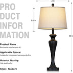 30" Black Table Lamps Set of 2, Touch Control Tall Living Room Lamp with USB A+C Ports and AC Outlet, 3-Way Dimmable Bedside Lamps for Nightstand, Modern Metal Bedroom Lamp, 2 Bulbs Included