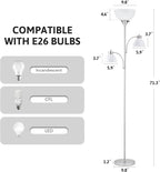 VONLUCE 71" Floor Lamp for Living Room with 3 Bulbs, Standing Lamp with Adjustable Reading Light, Modern Torchiere Floor Lamp with 3 Color Temperatures, Tall Lamp for Bedroom Corner, Nickel