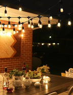 Svater Outdoor Led String Lights 25 FT, Patio Lights for Outside with 9pcs S14 Shatterproof Bulbs, 1 Watt E26 Dimmable, IP65 Waterproof, Commercial Grade Bistro Light 2700K Warm White