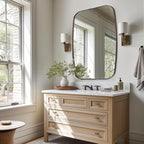 ANDY STAR Bronze Oblong Mirror, 36x48 Inch Brushed Bronze Oval Mirror for Bathroom with Stainless Steel Metal Frame, Wall Mouned for Bathroom, Living Room, Entryway