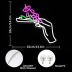 Holding Neon Sign for Berdroom Hand Neon Light Green Leaf Neon Light Sign for Wall Decor Gesture LED Neon Signs for Beer Bar Man Cave Living Room Hotel Pub Recreation Room Art Wall Decoration