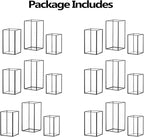 Hewory Glass Hurricane Candle Holder Set of 18, Black Large Hurricane Centerpiece for Table, Tall Floor Square Pillar Candle Holders Lantern Set for Wedding, Anniversary, Party, Fireplace, Dining Room