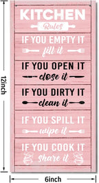 Hanging Kitchen Rules Wood Decor Sign, Rustic Kitchen Wooden Signs, Printed Wood Wall Art Sign, Kitchen Door Rules Rustic Sign, Hanging Wood Sign Kitchen Decor, Funny Farmhouse Kitchen Wall Décor F1