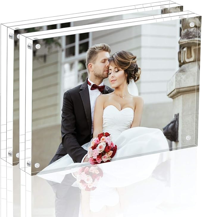 Magicool Premium Acrylic Photo Frame- Magnet Photo Frame -Double Sied Thick Desktop Frames (4x6 2 pack)