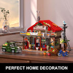 Country General Store Building Set for Adults with Lights, 1709 PCS Vintage Shop House Construction Building Block Kit, Home Decor Cabin Architecture Model for Women Men Teens Boys Girls 12+