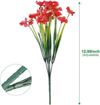 20 Bundles Artificial Flowers for Outdoors, UV Resistant Fake Flowers with Plastic Plants, Faux Silk Flowers for Planter outdoors, Fake realistic flowers For Window Box Front Porch Patio Decor-Red