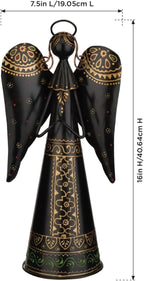 Regal Art & Gift Angel Statue - Metal Indoor/Outdoor Garden Statue Deals, Elegant Garden Decor, Beautiful Gifts for Women, Exquisite Angel Statues for Garden, 16-Inch, Black/Gold