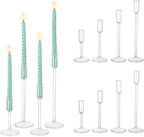 Hewory Glass Taper Candlestick Holders: Taper Candle Holders 12Pcs Glass Candle Stick Candle Holder, Clear Tall Candle Holders for Dinner Table Centerpiece Wedding Christmas Holiday Party Decorations