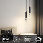 Modern Dimmable Led Pendant Lights Kitchen Island, Ideal for Living Room, Bedroom,Sink 12w LED Crystal Energy-Saving Hanging Lamp for Cozy Lighting (Black 2 Light)