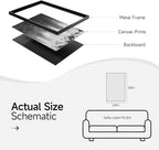 Framed Black and White Abstract Wall Art, Modern Large Canvas Paintings Artwork for Walls, Minimalist Abstract Starry Night Art Prints Pictures for Living Room Hallway Bedroom Office Bathroom Wall Decor 24x36 Inch