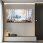 PHAOHUAXM Large Canvas Wall Art For Living Room Wall Decor For Bedroom Office Decorations Trees Forest Landscape Painting Lake view Wall Pictures Modern Room Home Decor Artwork Wood Framed 24x48 In