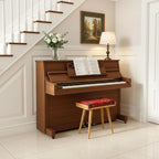 Walnut Ottoman Stool for Living Room | Versatile as a Piano Bench | Ideal Bedroom Bench | Functional Footstool Bench | Oriental