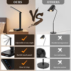 COZOO LED Desk Lamp with 3 USB Charging Ports,2 AC Outlet,3 Color Modes 3 Brightness Levels,Touch/Memory/Timer Function,Eye-Caring Home Office Foldable Natural Light Task Lamp for Reading,Study,Crafts