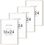 HAUS AND HUES Picture Frames 16x24 - Set of 4 16x24 Picture Frames for Wall, Poster Frames 16x24, 16 x 24 Gallery Wall Frame Set, 16 by 24 Picture Frame Natural Wood Frame (White Frame)