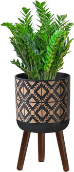 Flower Pot with Legs Tall Flower Pot with Drainage Holes for Indoor and Outdoor Decorative Planting (Black Gold, 12 Inches)