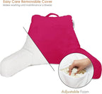 Nestl Reading Pillow Standard Bed Pillow, Back Pillow for Sitting in Bed Shredded Memory Foam Chair Pillow, Reading & Bed Rest Pillows Hot Pink Back Pillow for Bed, Bed Chair Arm Pillow with Pockets