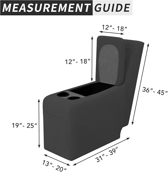 Easy-Going 2-Piece Recliner Console Cover for Reclining Loveseat Covers Stretch Jacquard Middle Console Cover for Recliner Couch and Sofa Dark Gray