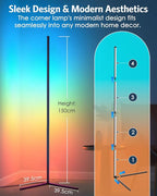 Upgraded Floor Lamp, 64.5''RGB LED Corner Lamp with App & Remote Control, 16 Million Colors & 300+ Scene, Standing Lamp with Music Sync for Living Room, Gaming Room，Bedroom
