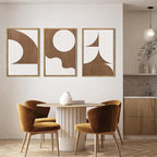 Large Abstract Brown and Beige Wall Art Set Modern Geometric Wood Grain Wall Decor Minimalist Neutral Mid Century Artwork Bohemian Art Decor for Living Room Bedroom Office-16x24Inch x3