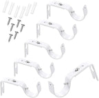 Frienda 6 Pcs Curtain Rod Brackets Adjustable Holder Wall for 1 Inch Diameter Curtain Rod General Bracket Hooks with Screws (White)