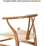 Wishbone Chair Natural Solid Wood Dining Chair/Hans Vegner Y Chair Rattan and Wood Accent Armrest Chairs (Ash Wood - Walnut)