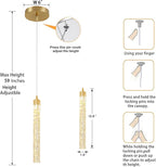 Mini Chandelier Modern LED Gold Pendant Lights for Kitchen Island Small Crystal Hanging Light Dimmable 2700k-6000k